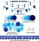 Navy Blue Birthday Party Decoration, 24Pcs Hanging Paper Fans, Pom Poms Flowers, Garland String Polka Dot, Happy birthday Banner and Triangle Bunting Flag Packs for Birthday Parties,and Baby Shower